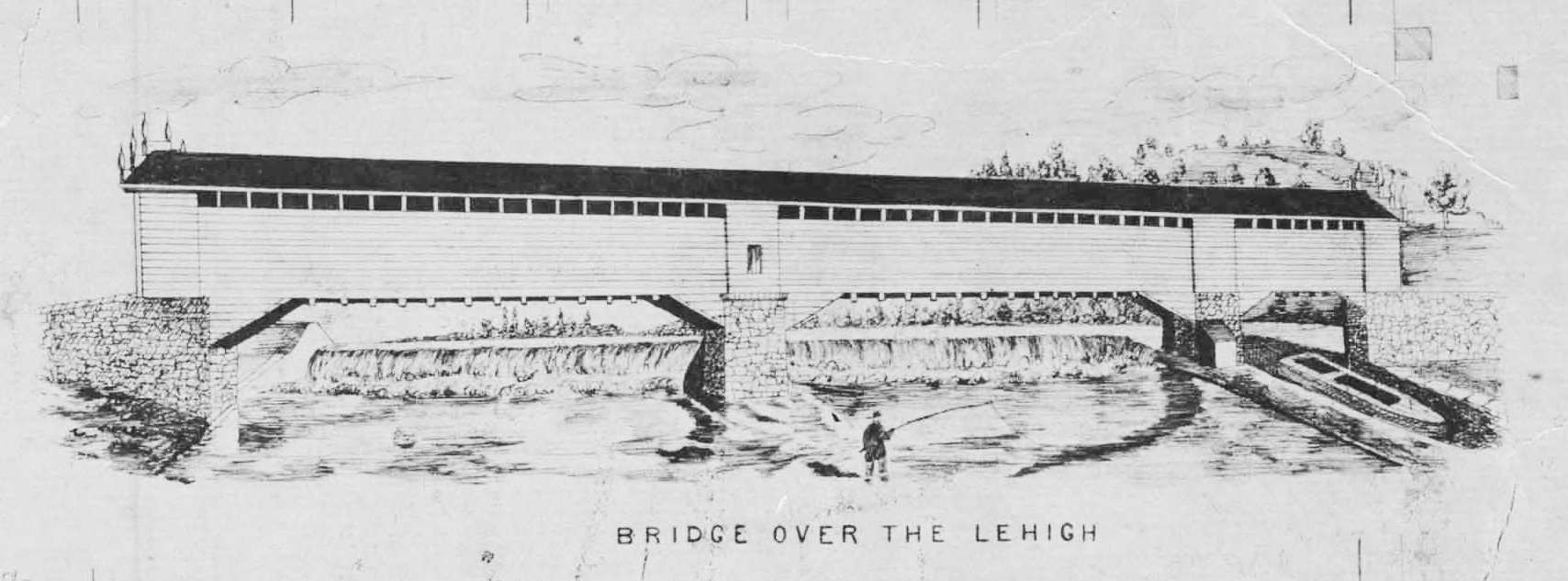 The bridge over the Lehigh River at Hamilton Street in Allentown after construction in 1841