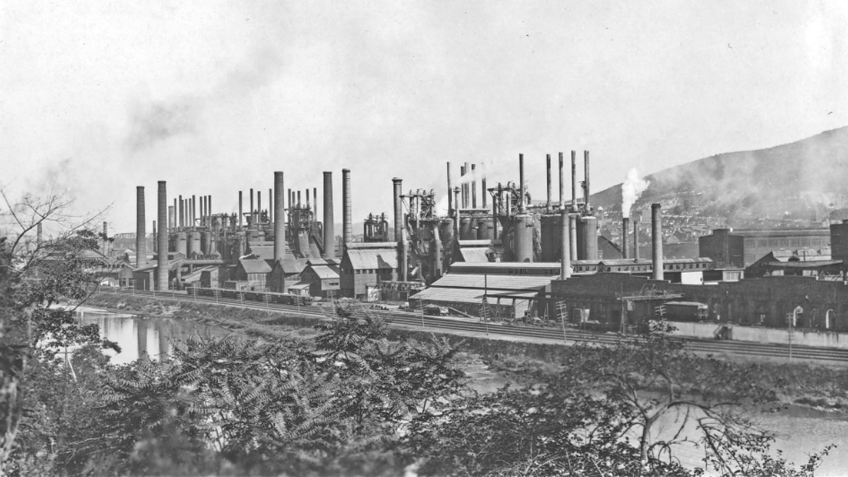 A black and white photo of Bethlehem Steel from Nisky Hill